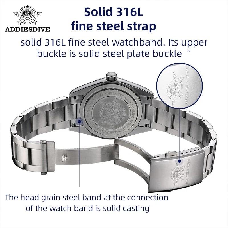Addiesdive 36mm Sapphire Crystal Quartz Watch AD2023 - Image 10