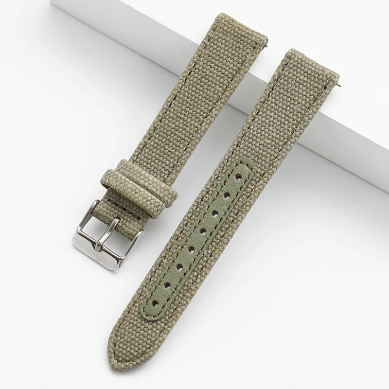 Leather Nylon Canvas Strap Watchband - Image 10