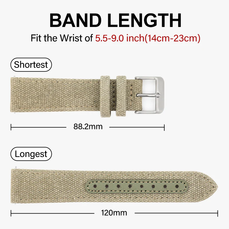 Leather Nylon Canvas Strap Watchband - Image 4