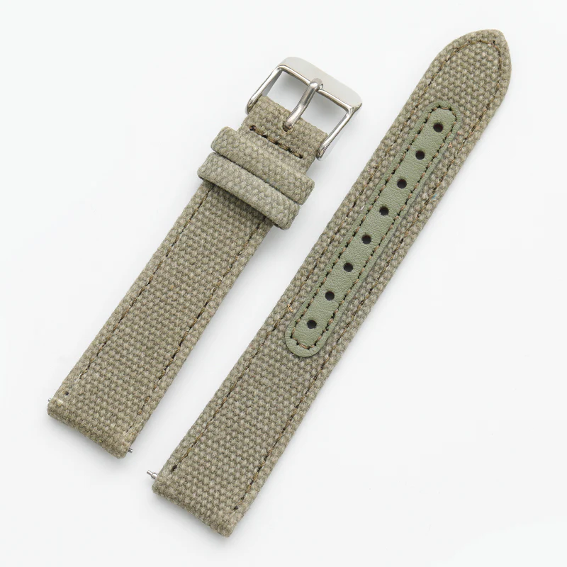 Leather Nylon Canvas Strap Watchband - Image 9
