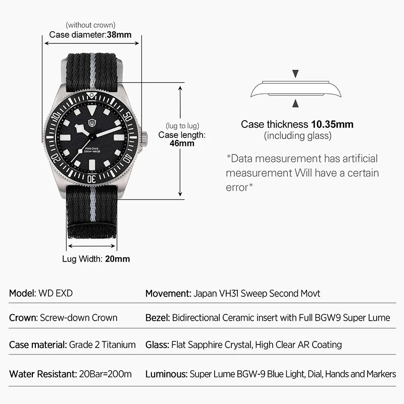 Watchdives 38mm EXD Titanium Diver Watch - Image 26