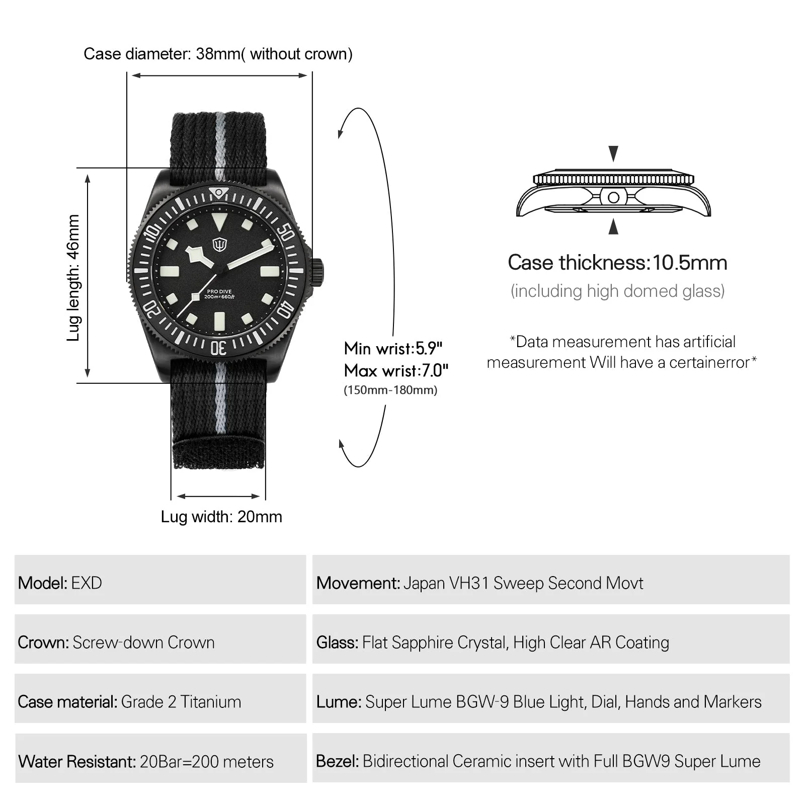 Watchdives 38mm EXD Titanium Diver Watch - Image 28