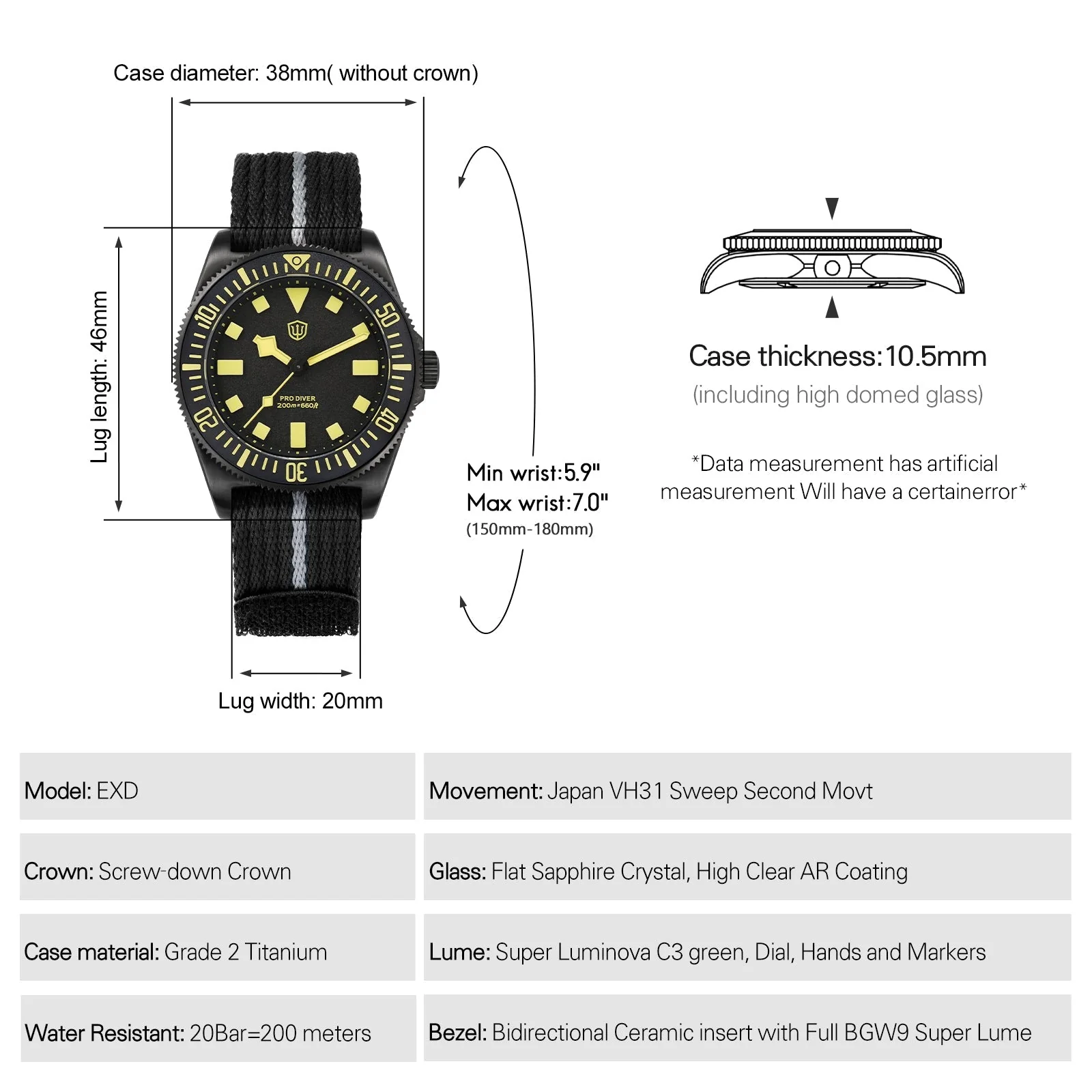 Watchdives 38mm EXD Titanium Diver Watch - Image 29