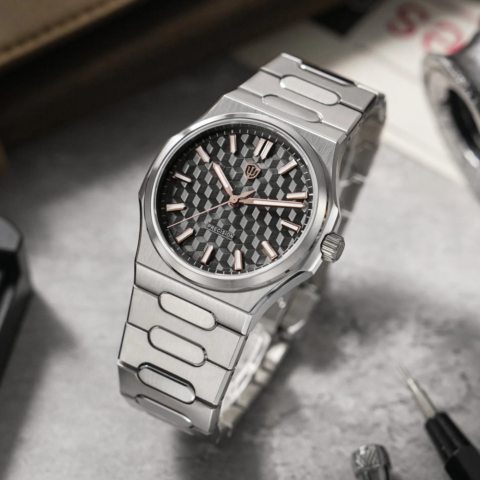 Watchdives Premier WD0016B Square-Block Faceted Dial Original Design - Image 12