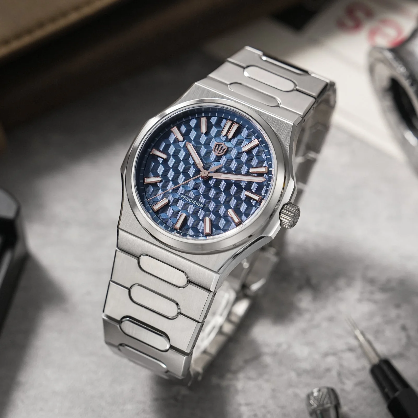 Watchdives Premier WD0016B Square-Block Faceted Dial Original Design - Image 8
