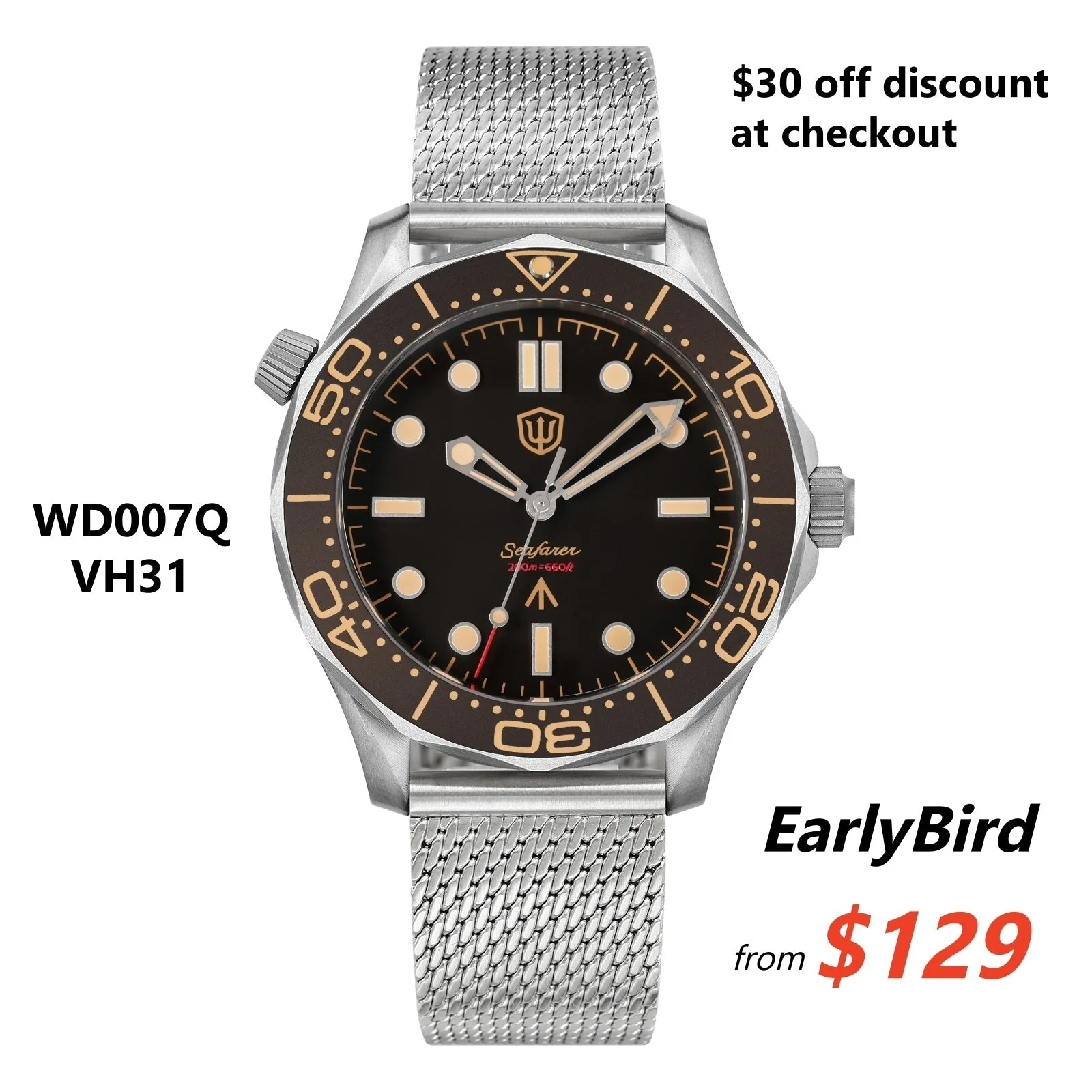 Seafarer WD007Q VH31 Titanium NTTD Dive Watch