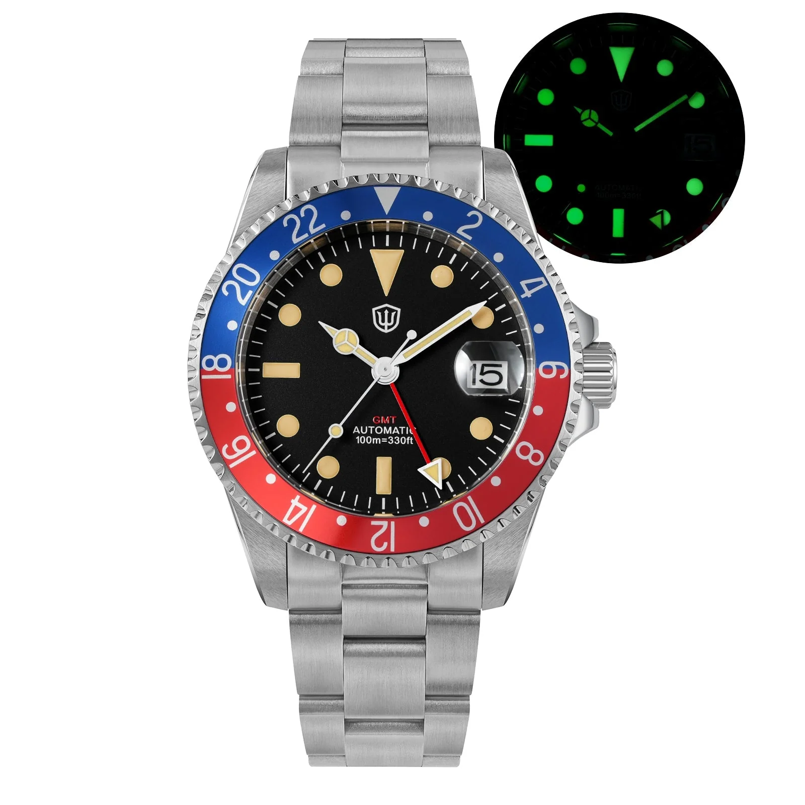 Watchdives WD0014 Aluminum Bezel Vintage NH34 GMT Watch - Image 3