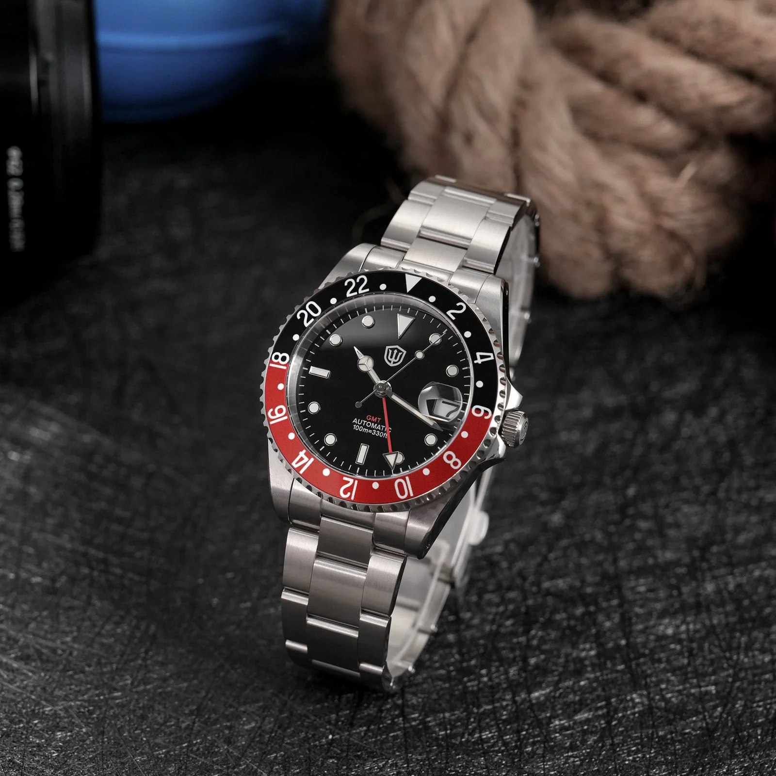 Watchdives WD0014 Aluminum Bezel Vintage NH34 GMT Watch - Image 6