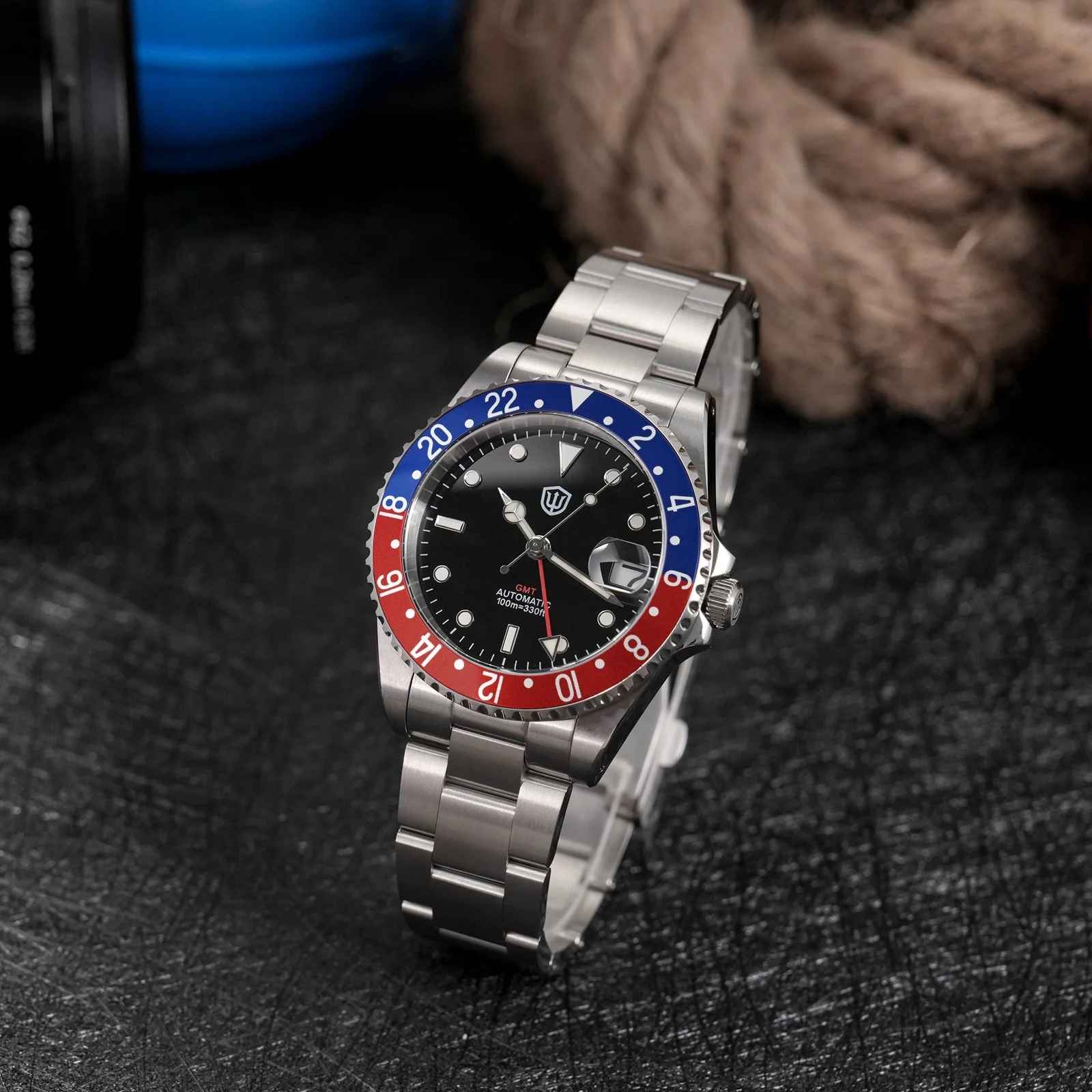 Watchdives WD0014 Aluminum Bezel Vintage NH34 GMT Watch - Image 7