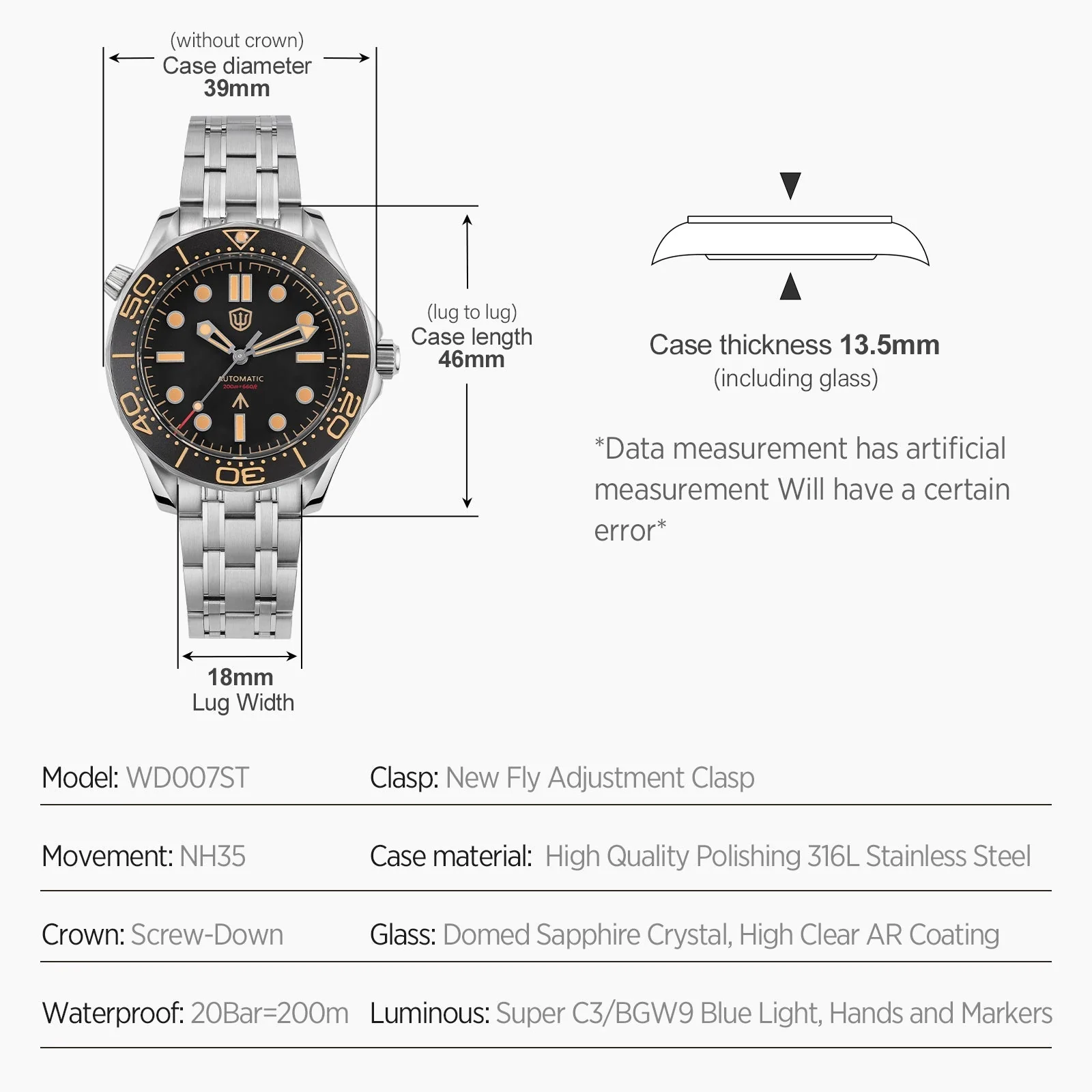 Watchdives WD007ST 39mm NTTD Dive Watch - Image 48
